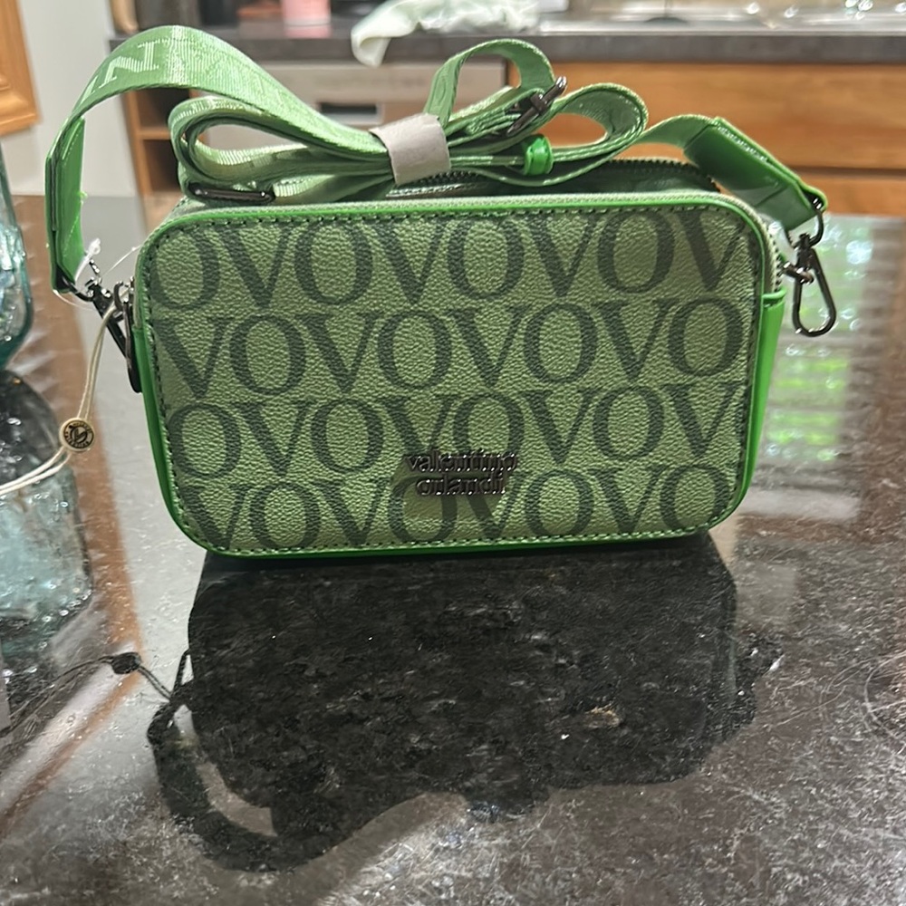 Valentino Orlandi Green Crossbody Bag with Signature Monogram